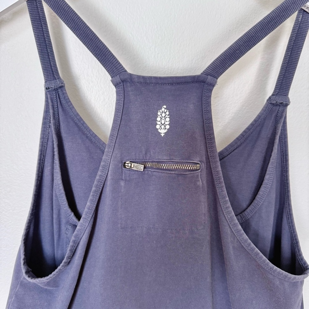 FREE PEOPLE MOVEMENT HOT SHOT MINI DRESS shorts onesie pocket indigo blue NWOT M - Picture 4 of 16